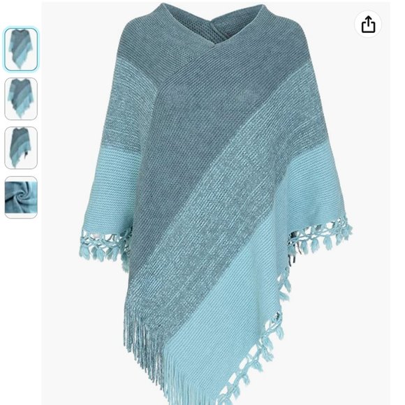 Faux Cashmere Lightweight Poncho - Picture 1 of 4